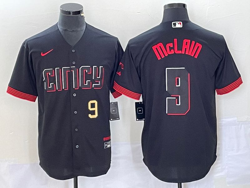 Men Cincinnati Reds #9 Mclain Nike Black 2023 City Connect Replica Player MLB Jersey4